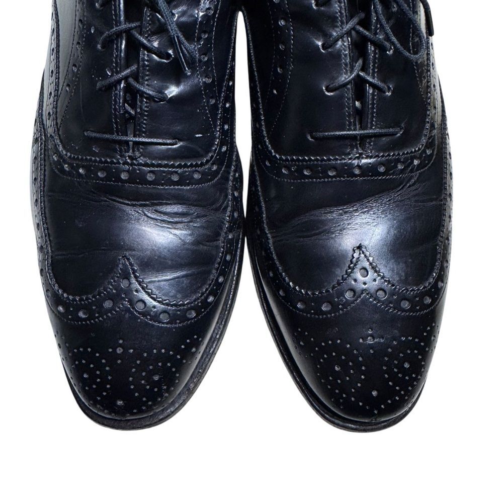 Johnston & Murphy Mens Black Crown Aristocraft Wingtip Oxford Leather Shoes Sz 9 - Picture 2 of 7